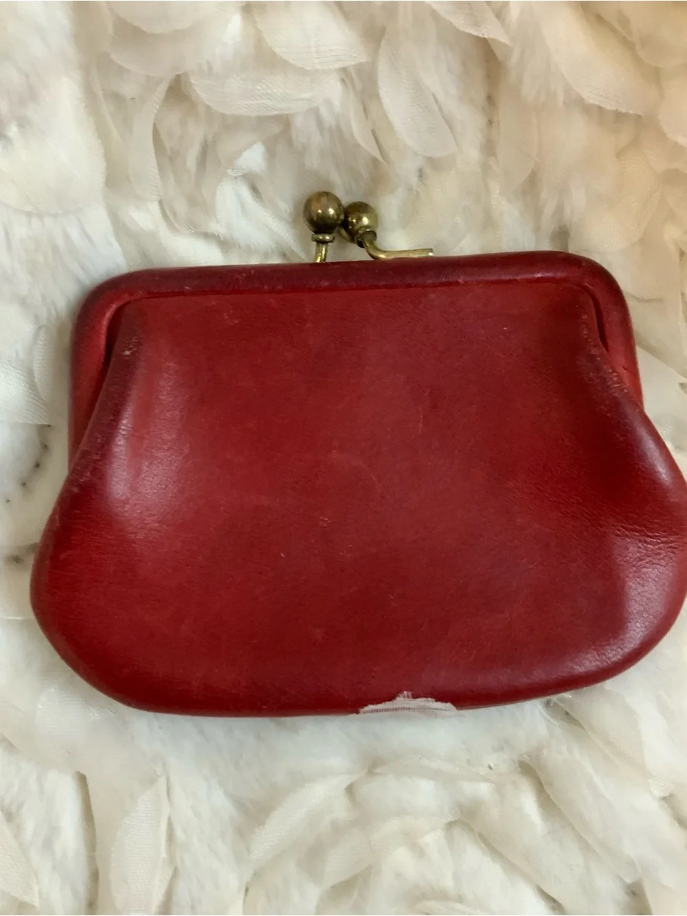 Coach Red Leather Kiss-Lock Coin Purse,Y2K,Vintage.